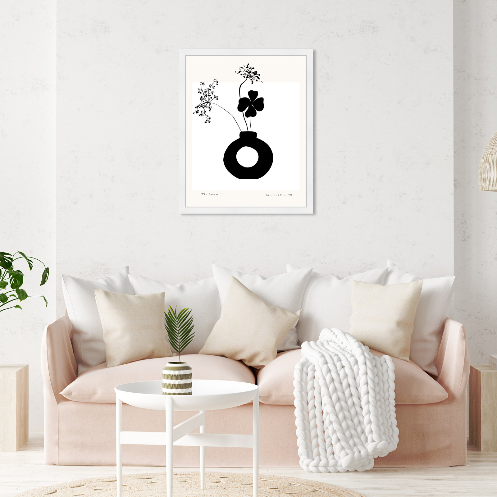 Black And White Flower In A Vase by Oliver Gal, White, 26" H x 22" W