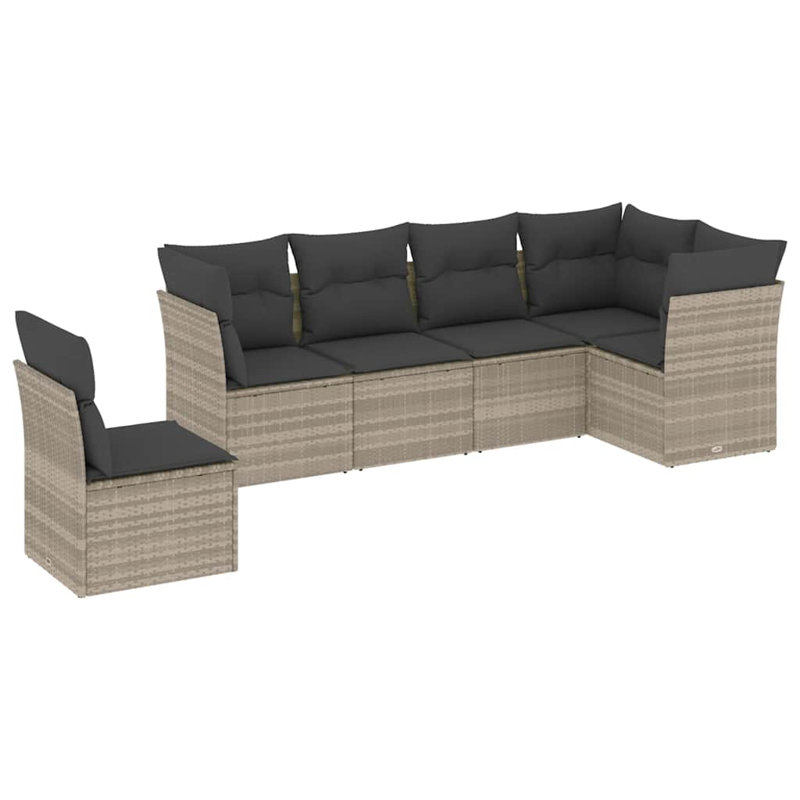  Ensemble de canapé de jardin modulaire PE en rotin gris clair en forme de L
