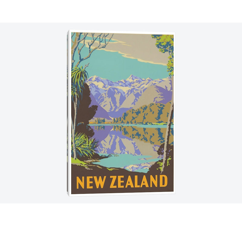 "Nouvelle Zélande II' publicité Vintage sur toile, 12" H x 8" L x 0.75" D
