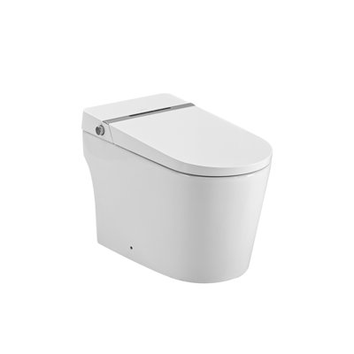 Combiné de bidet de toilette intelligent avec capteur de pied, affichage à DEL, siège chauffant, buse autonettoyante, chasse automatique et télécommande - céramique blanche
