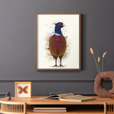 Pheasant Splash 3, reproduction encadrée - bois massif