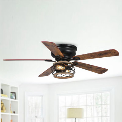 Ventilateur de plafond standard à 5 pales de 48 po avec télécommande et ensemble d'éclairage inclus Hadiya