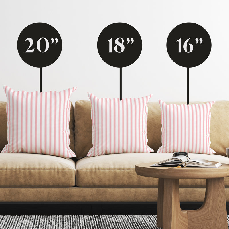 Pink Stripes Holiday Pillow Cover, 16"H x 16"W