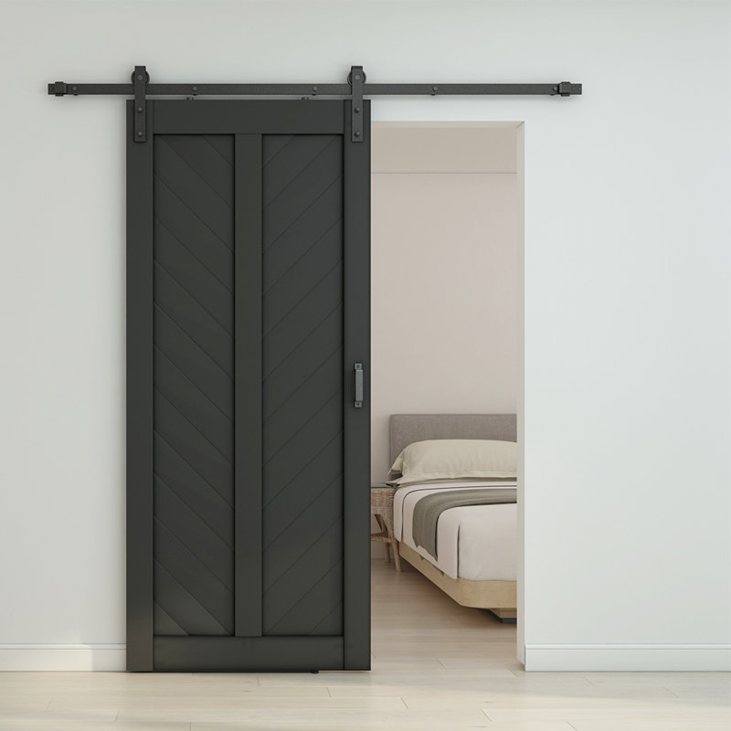 36-in x 84-in Black Stained MDF Barn Door with Hardware