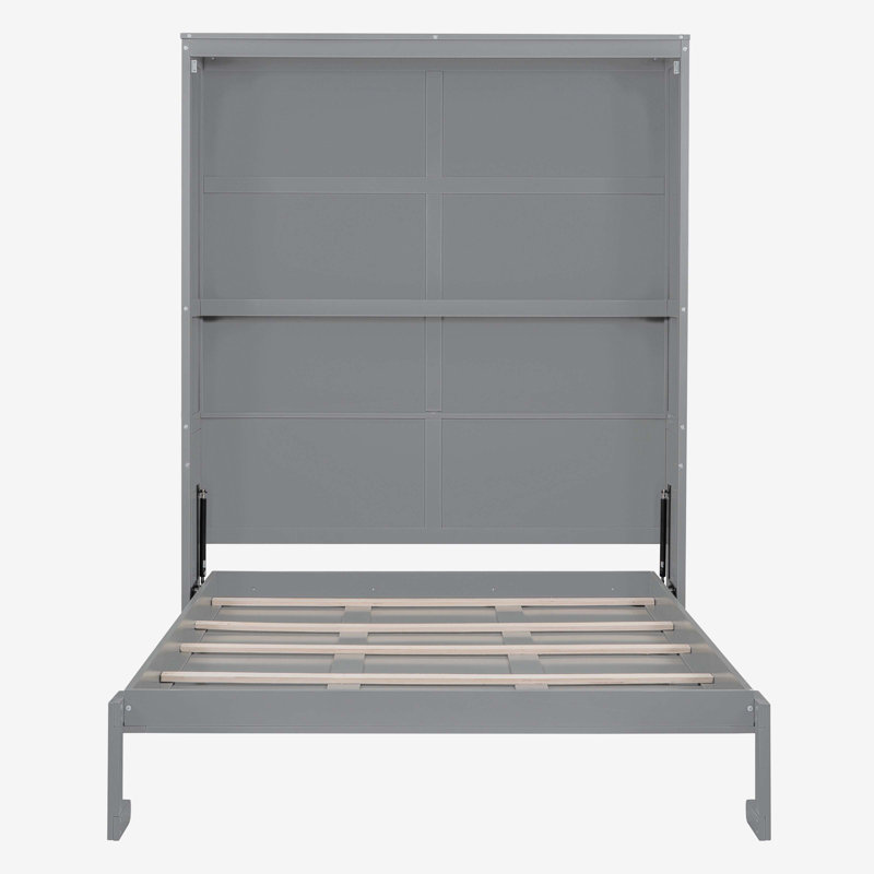 Murphy Bed Wall Bed With Shelves, Queen, Gray