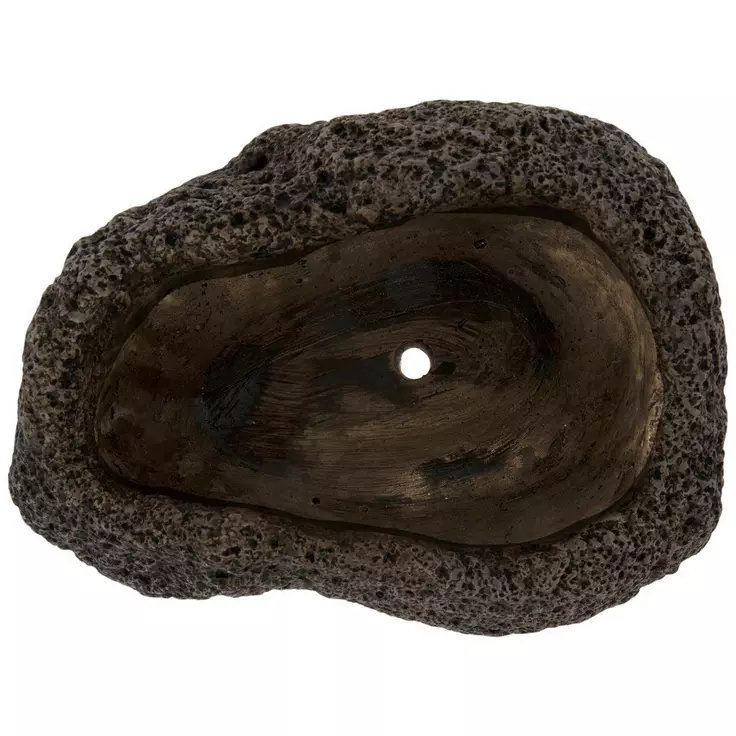Rough Black Lava "Maui" Bowl Vase Pot for Home Decor