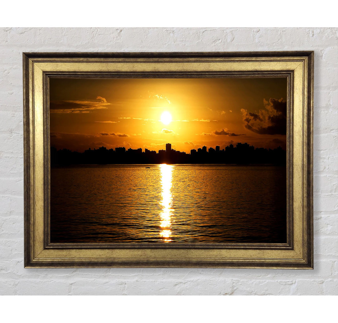 Sunset City Skyline Silhouette - Einzelner Bilderrahmen Kunstdrucke