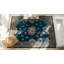 Hand Knotted Pile Rectangle Floral Medallion Antique Blue 1920s Wool Rug
