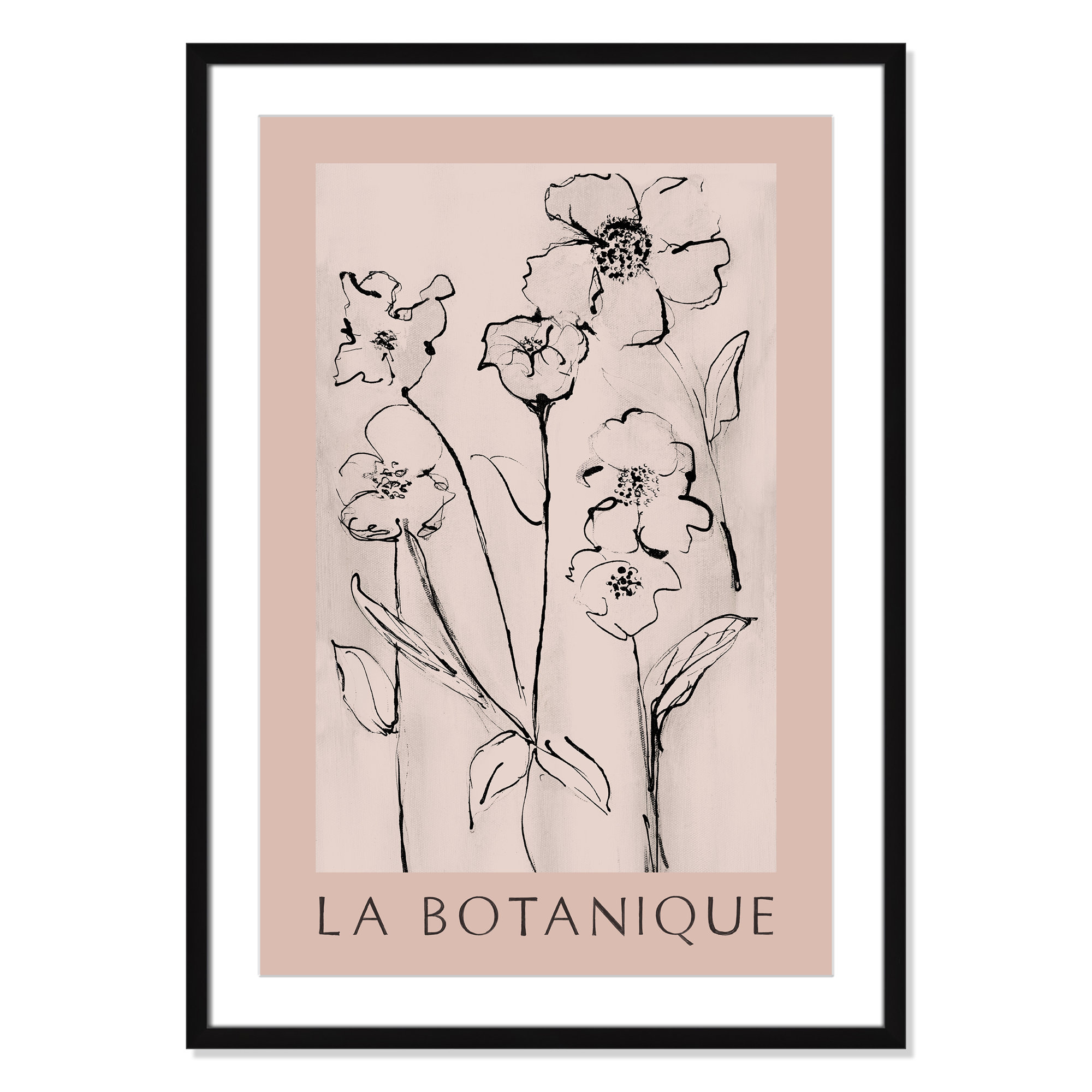 Botanical Poster Collection " La Botanique " by Susan Jill, Black Single Picture Frame, Yes, 35.5" H x 25.5" W x 1.25" D