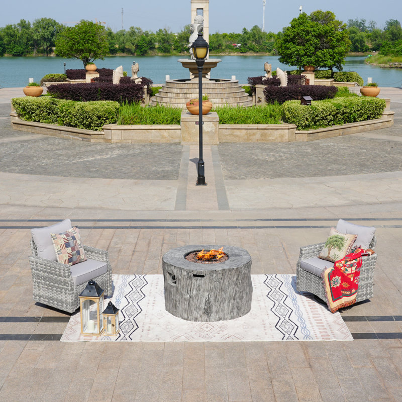 Amun Wicker 2 - Person Patio Conversation Set with Cushions