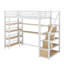 Lit mezzanine simple en métal avec bureau et tablettes de rangement
