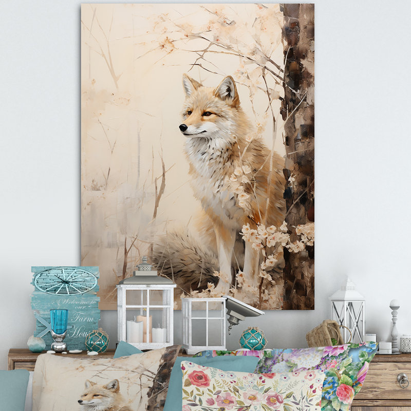 Minimal Wolf in Forest - reproduction sur toile, H 32 po x l 24 po x P 1 po, Toile tendue
