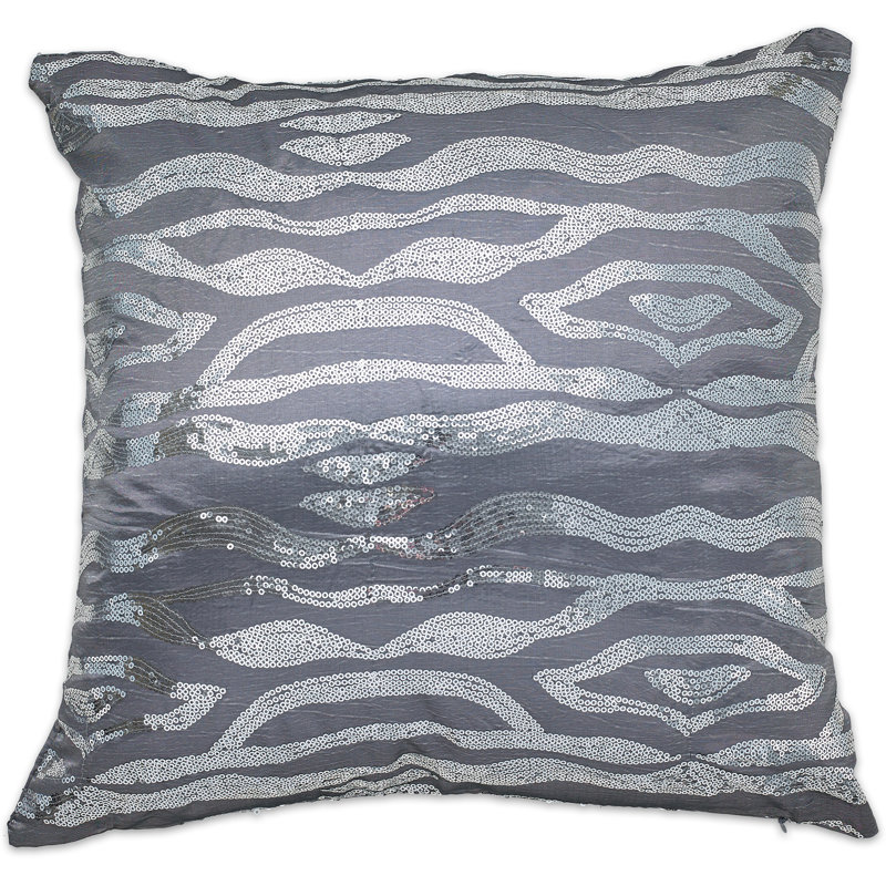 Marvelous Sequined Reversible Throw Pillow, Silver, Pillow Cover