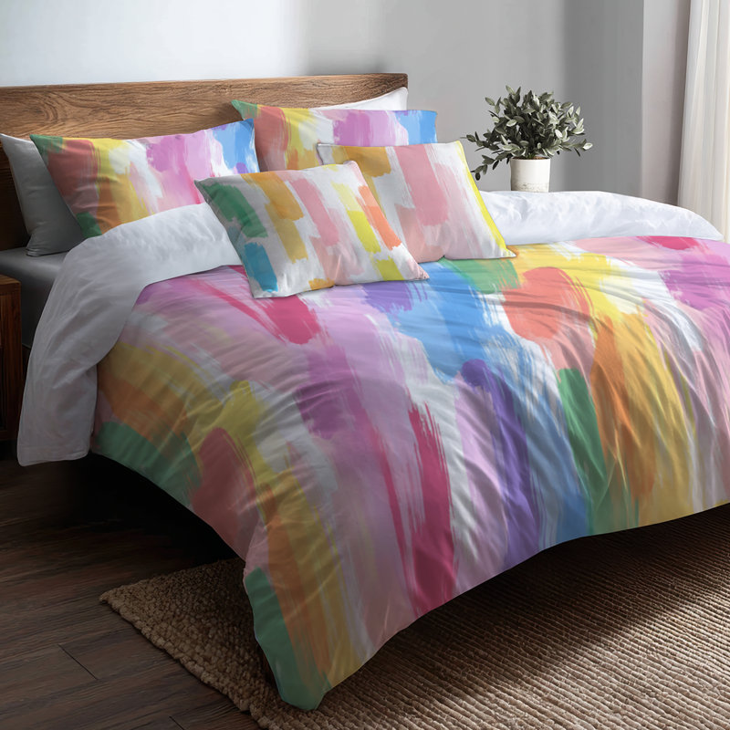 Ensemble de literie colorée 3 pièces Teens - Ensemble de housse de couette et coussin décoratif