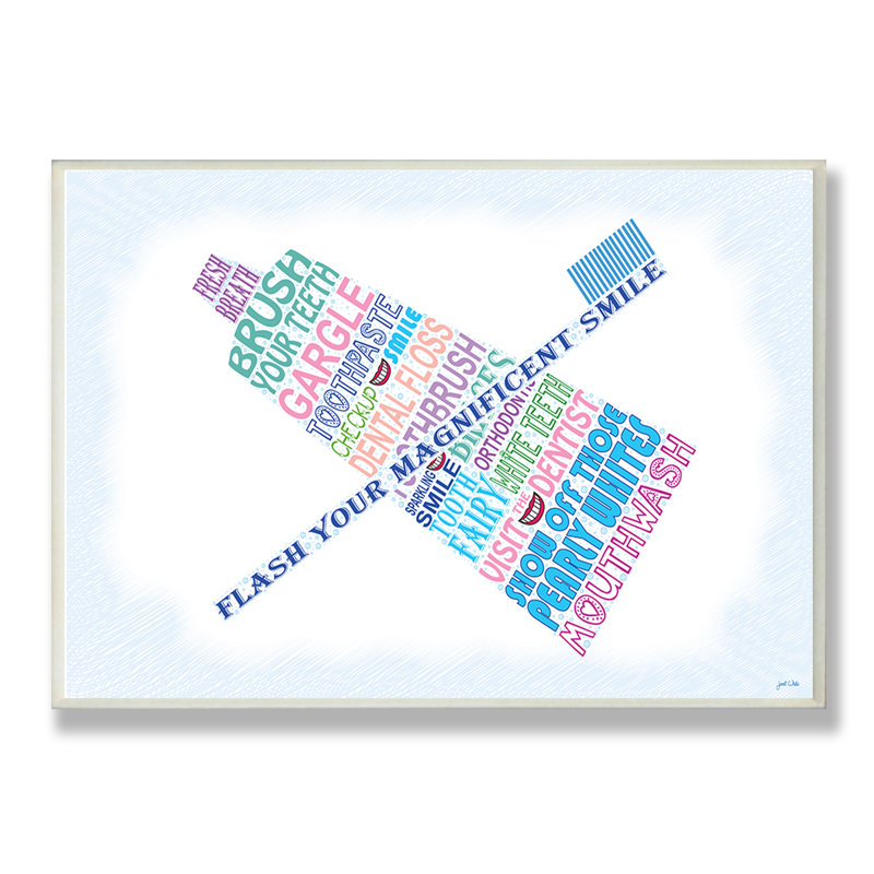 "Typographie", plaque murale de salle de bain "Flash Your Smile", art textuel, Plaque murale, H 10 po x l 15 po x P 0,5 po