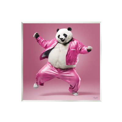 Az-158-Framed " Dancing Panda In Pink " by Roozbeh