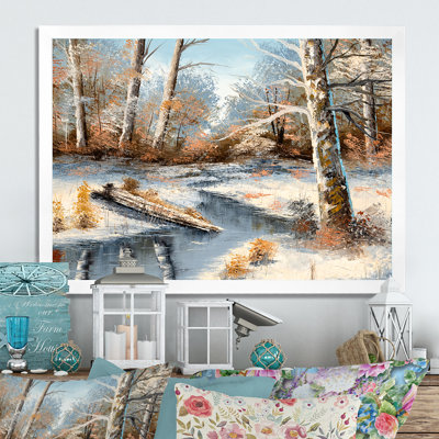«Little River in Wintertime Forest», reproduction sur toile