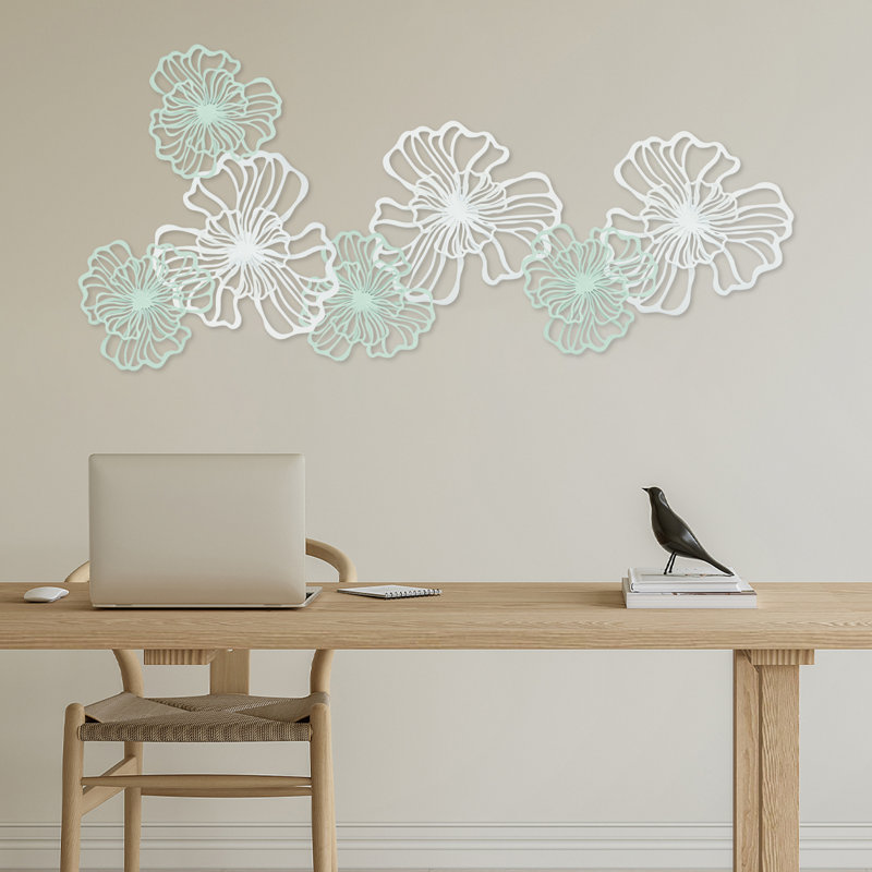 Décoration murale en métal 7 pièces 7 pièces, Blanc/vert