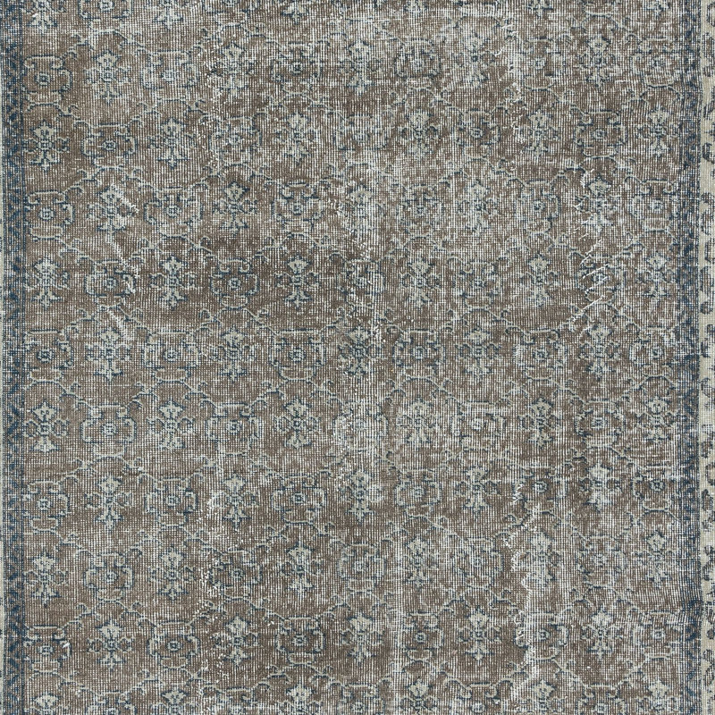 Tapis turc fait à la main 5 x 8,4 pi, tapis floral moderne, revêtement de sol recyclé