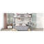 Lit double superposé au dessus d'un lit double avec bureau, gris-1129700013