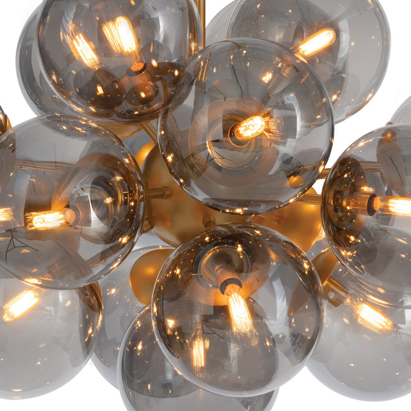 Shine Chandelier (Natural Brass with Smoke Glass), Natural Brass, Smoke Glass