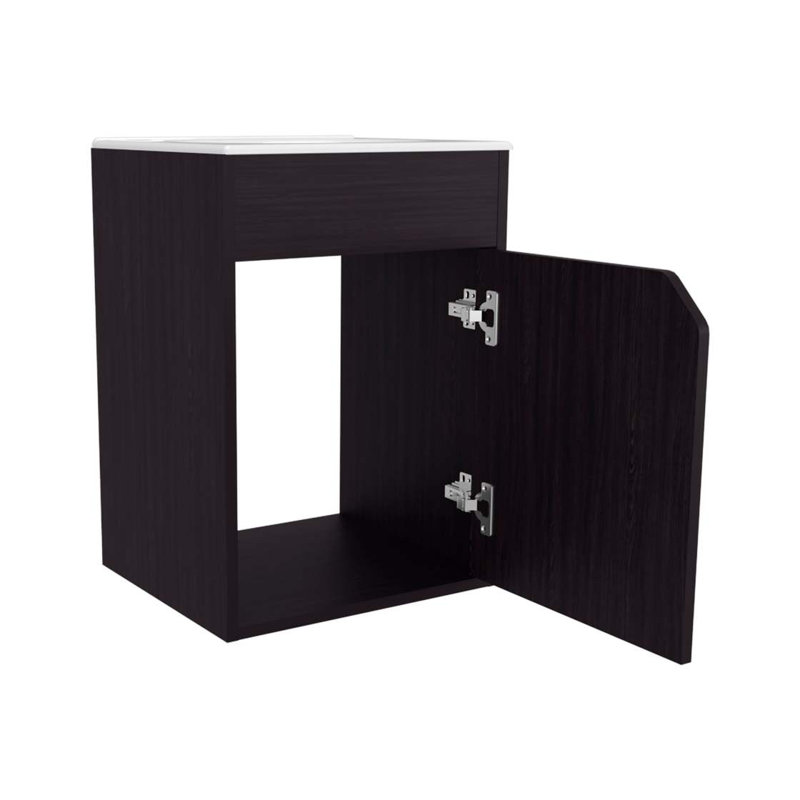 Meuble-lavabo flottant avec porte Wengue, Wengé