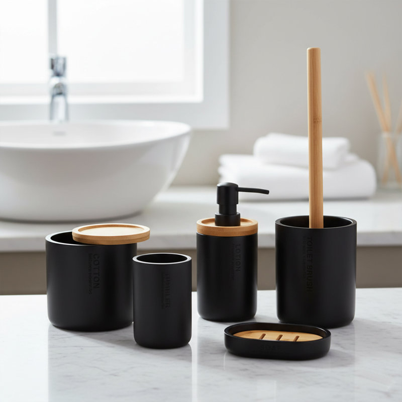 Willis Bathroom Accessory Set 5 Pieces, Black