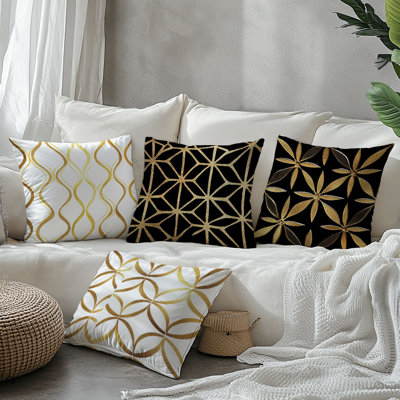 4 Pcs Matrix Geometry Pattern Decorative Pillow Covers