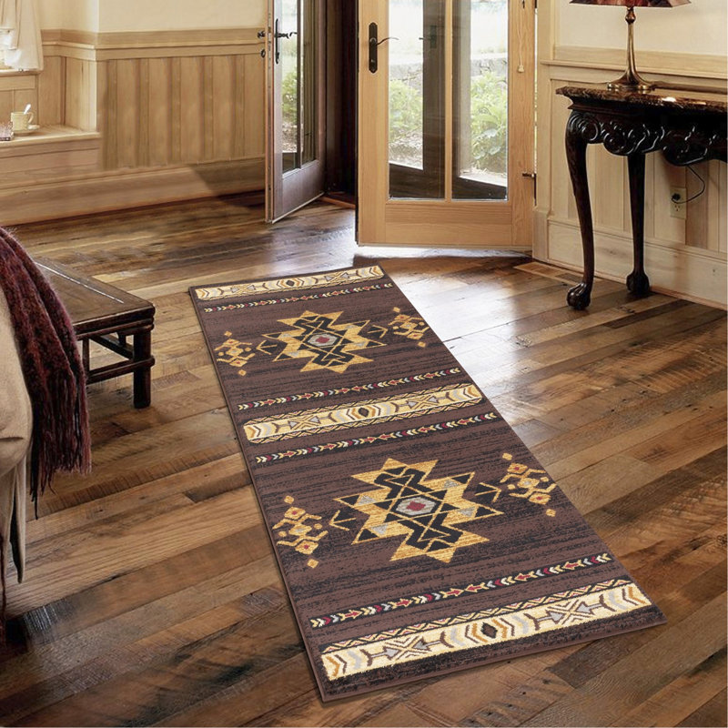 Brown 2 Ft. 7 In. X 7 Ft. 3 In. Southwest Area Rug, Runner 2'7" x 7'3"