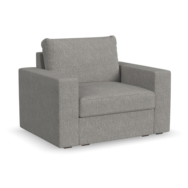 Flex 49" Polyester Modular Wide Arm Armchair, Flex Blue Polyester Blend, 34" H x 49" W x 37" D