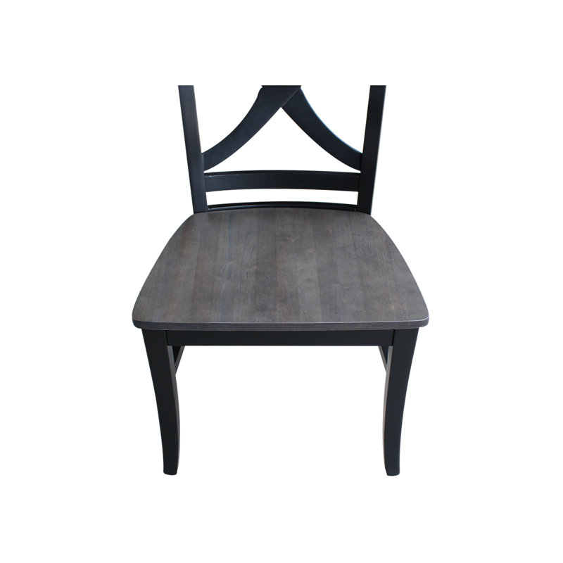 17.8'' H Solid Wood Side Chair, Coal Black/Washed Black