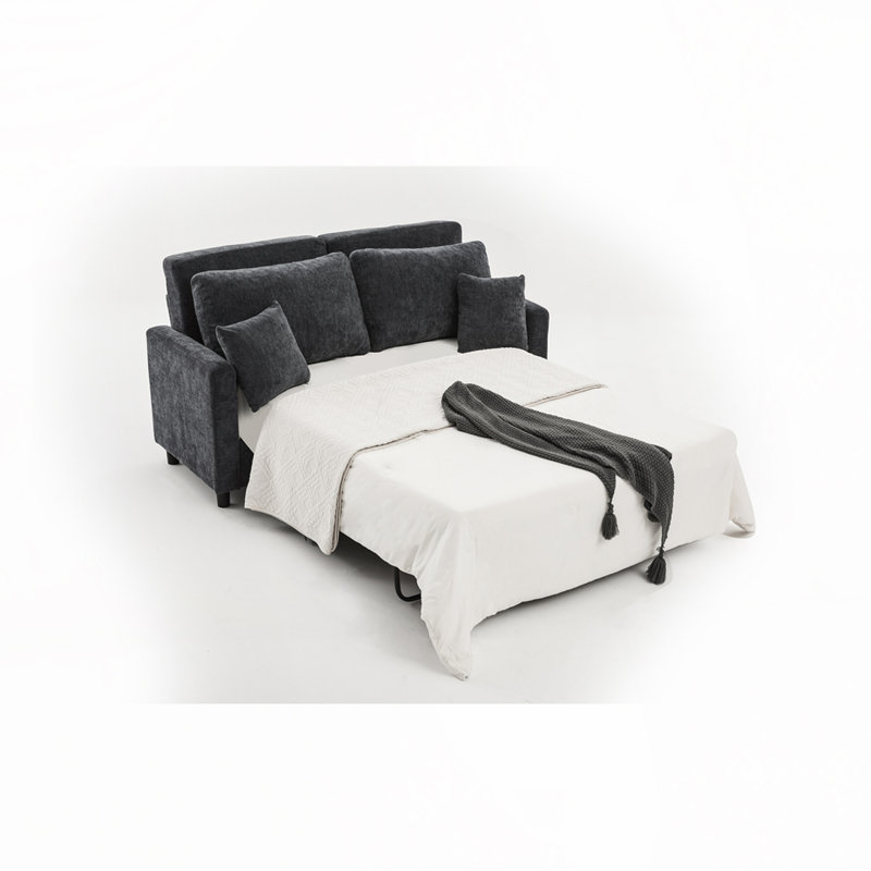 Canapé-lit en chenille rembourré avec canapé-lit et matelas, Gris foncé