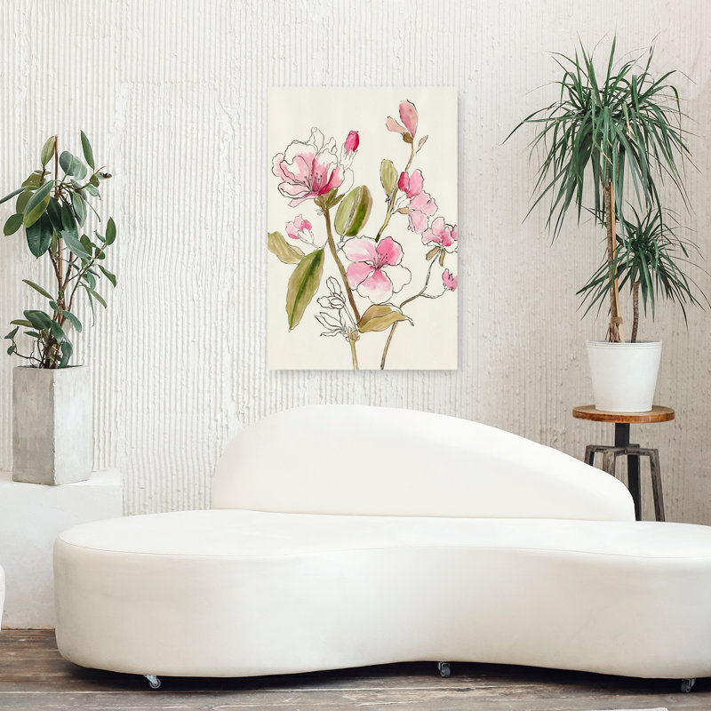 «Pink Garden Whispers I Delicate Elegant Minimalist Nature Flower Art», H 36 po x l 24 po