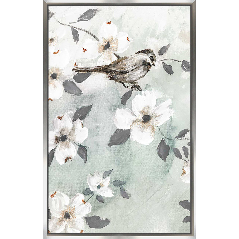 Spring Solo Serenade II - Peinture, L 21,5 po x H 33,5 po, Encadrement argenté