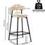 2 tabourets de comptoir en corde de papier tissés à la main. Style Chaises de bar pour appartement. Structure en métal noir, siège blanc crème. Et fonctionnelle à la maison. Polyvalent. Facile à installer