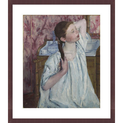 Girl Arranging Her Hair by Mary Cassatt -Framed Giclee Print