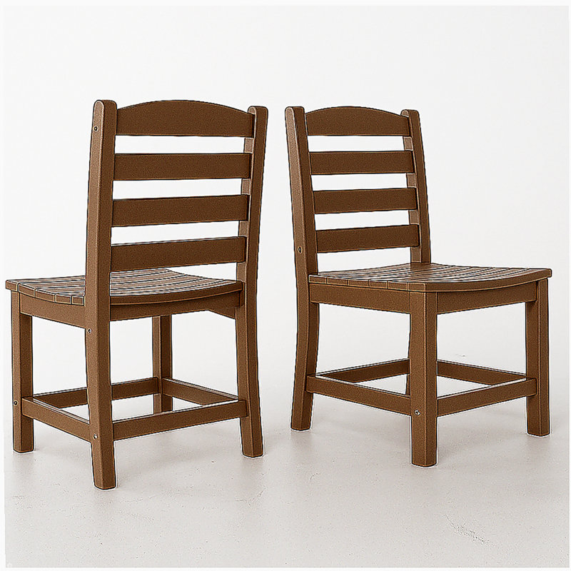 Ensemble de 2 chaises d'extérieur sans accoudoirs brunes - matériau PEHD, Brown