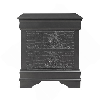 Shaker Crocodile Metallic Grey Nightstand