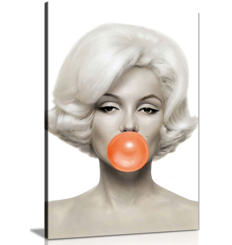 Marilyn Monroe Print - Wrapped Canvas Print, 91cm H x 61cm W, Orange