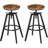 Bar Stools, Round Bar Chairs With Sturdy Metal Frame, Set Of 2 Industrial Bar Stools, Height Adjustable, Kitchen Breakfast Bar Stools, For Bar, Dining Room, Rustic Brown And Black Bahr0701
