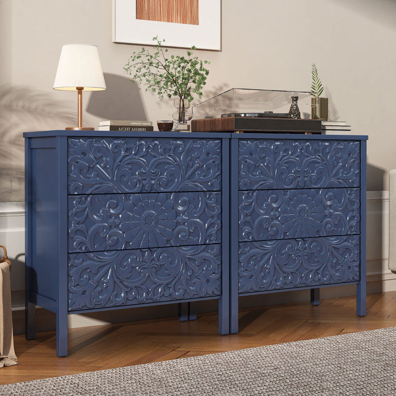 Commode 3 tiroirs Farmhouse, Bleu