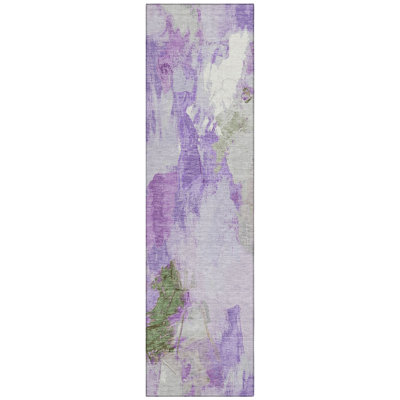 Machine Washable Indoor/Outdoor Xhevrie Purple Rug
