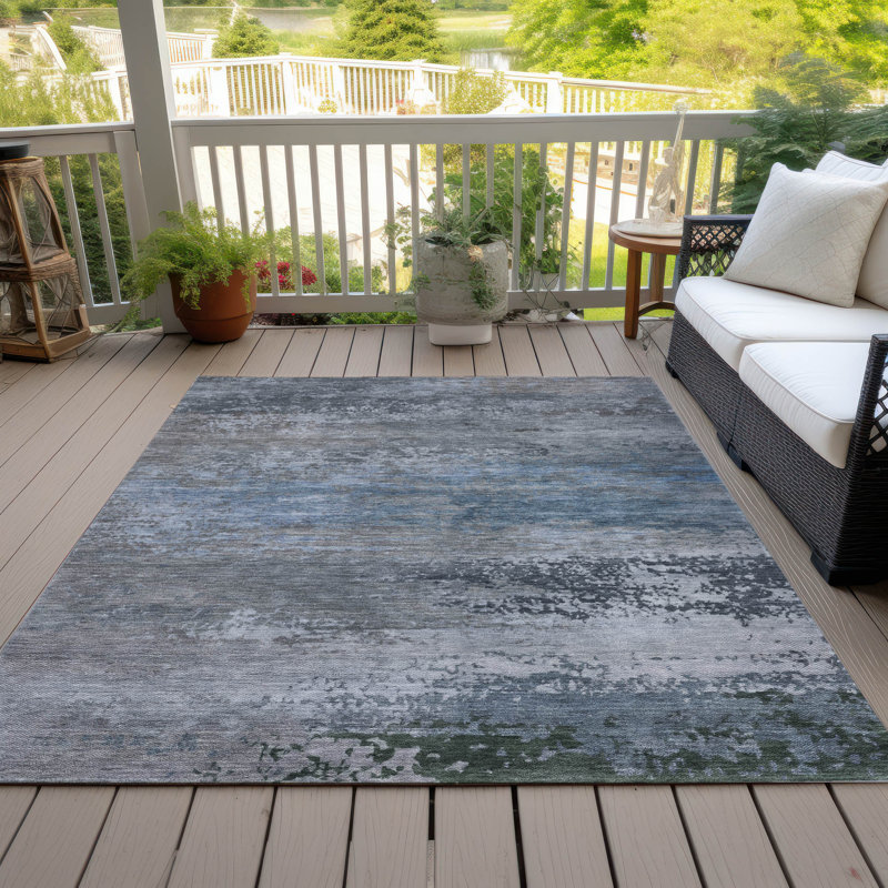 Xhevrie Abstract Indoor / Outdoor Rug, Rectangle 9' x 12'