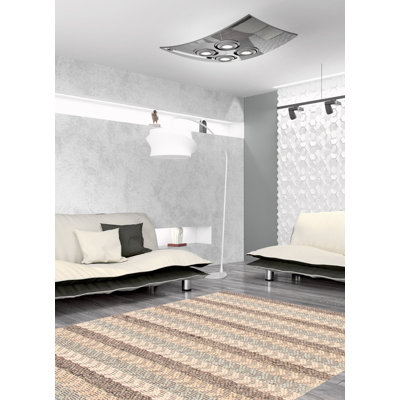 Tapis ivoire en laine tressé à la main Southwestern