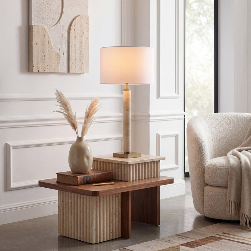Lampe de table en travertin Elinora