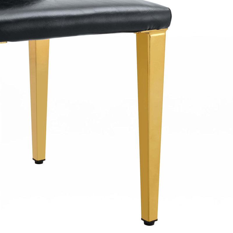 Chaises de salle à manger en lin, 4, Doré, Noir