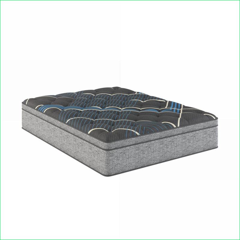 Mattresses | Restonic Comfort Care 15” Euro Top Hybrid Queen Mattress, Plush Comfort | Grey+Blue | Foam, Queen