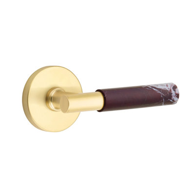 Mortaise intérieure Emtek Select Passage avec rosette à disque et tige en T, marbre Rosso Levanto