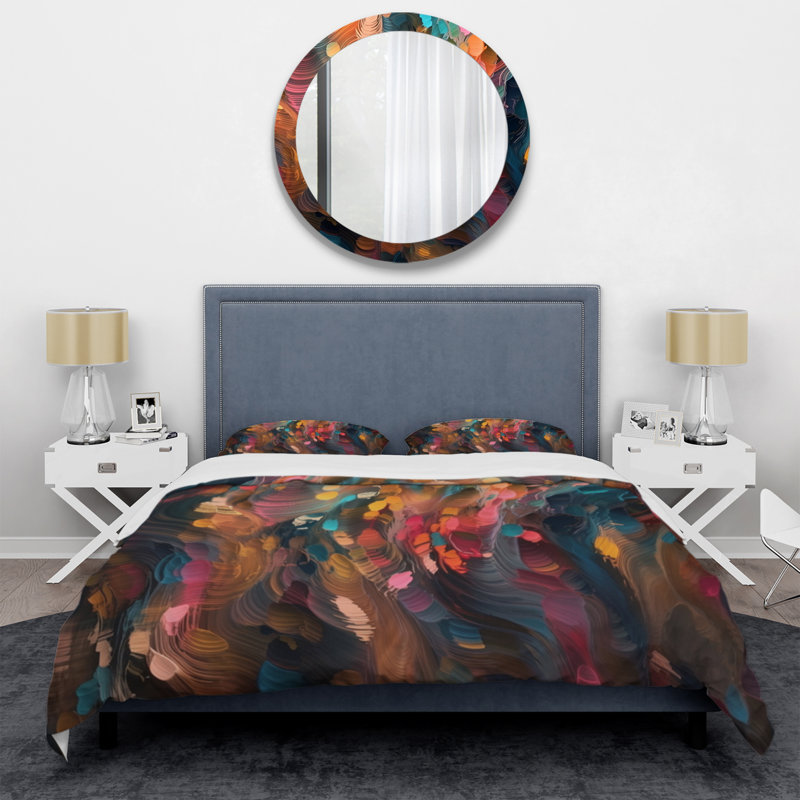 Ensemble de housse de couette Random Swirls, Housse de couette simple + 1 taie décorative stan