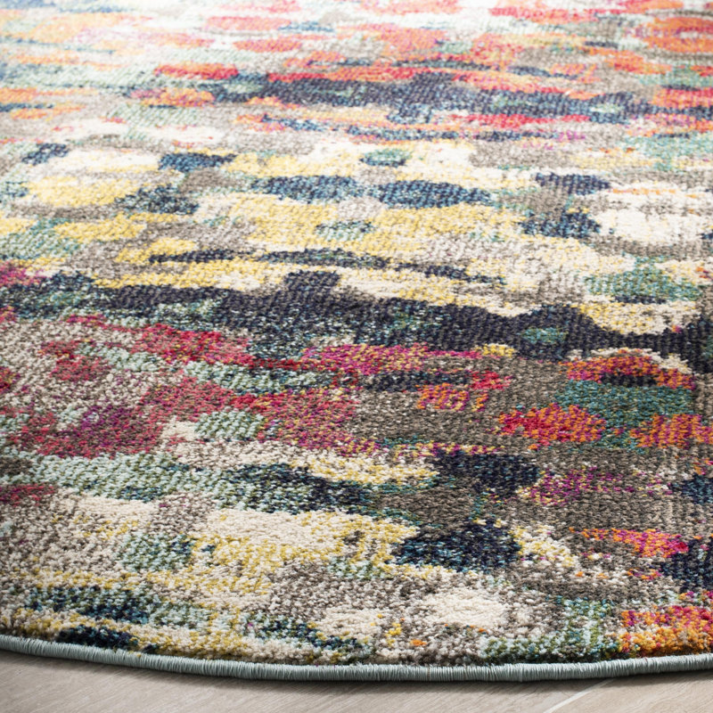 Tapis vert / bleu Hertzler Southwestern, Circulaire 6 pi 7 po x 6 pi 7 po